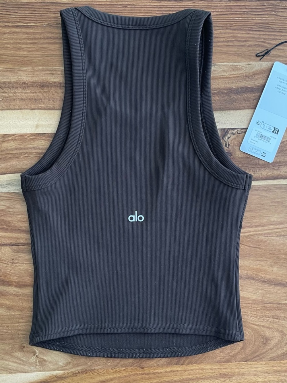 Alo ☕️ Goddess Ribbed Tank-Espresso - Size SM - Picture 5 of 6